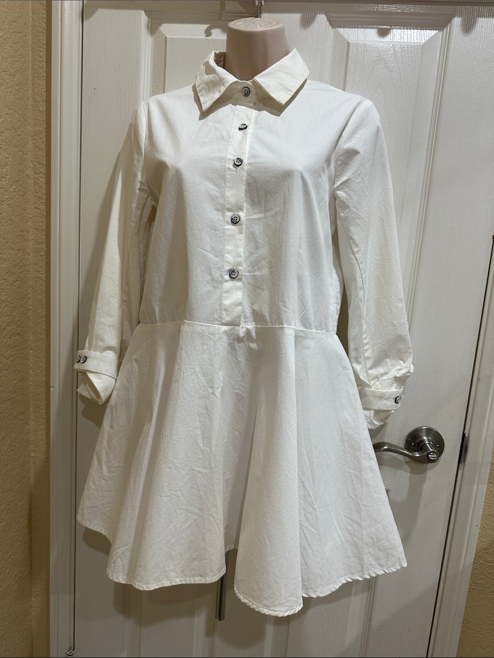 White Button-Front Shirt Dress size small